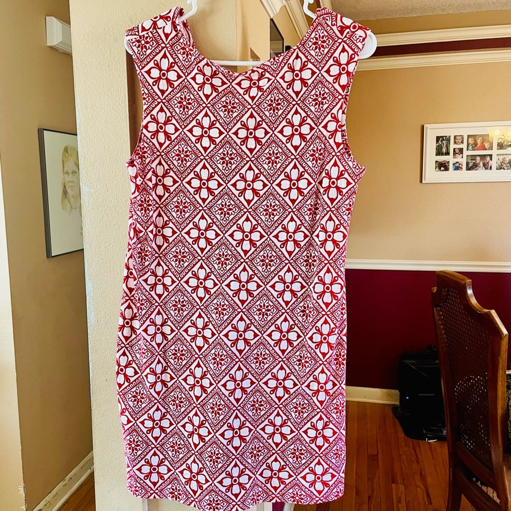 Red and White Floral Patterned Dress